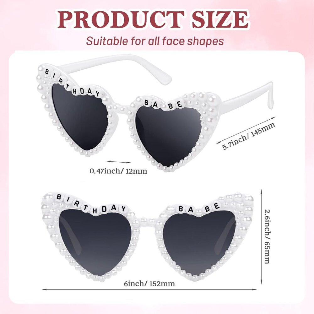 Birthday Glasses, Heart Sunglasses Birthday Babe Happy Birthday Party Gift Acces View 5
